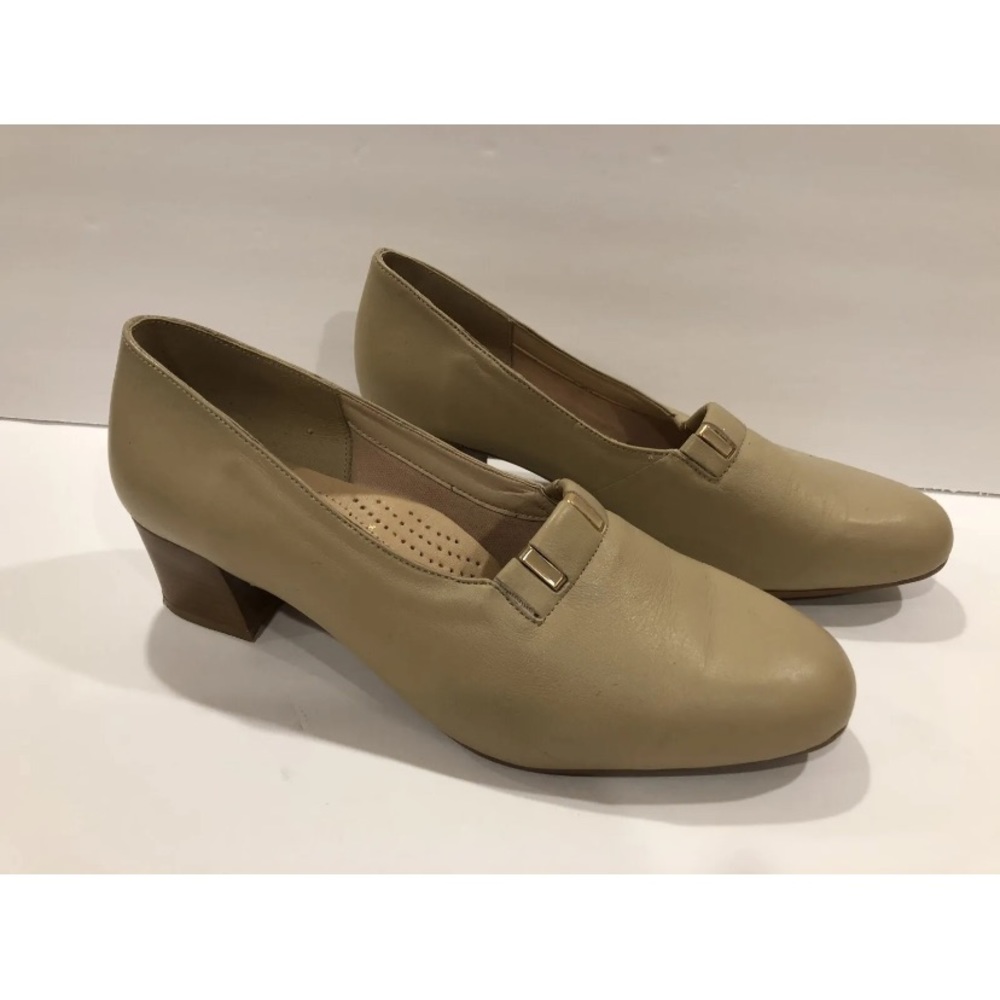 Spring step pumps heels comfort padded insoles beige 39
